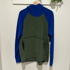 Melanzana Men’s Size L Micro Grid Hoodie. Blue and Olive Green